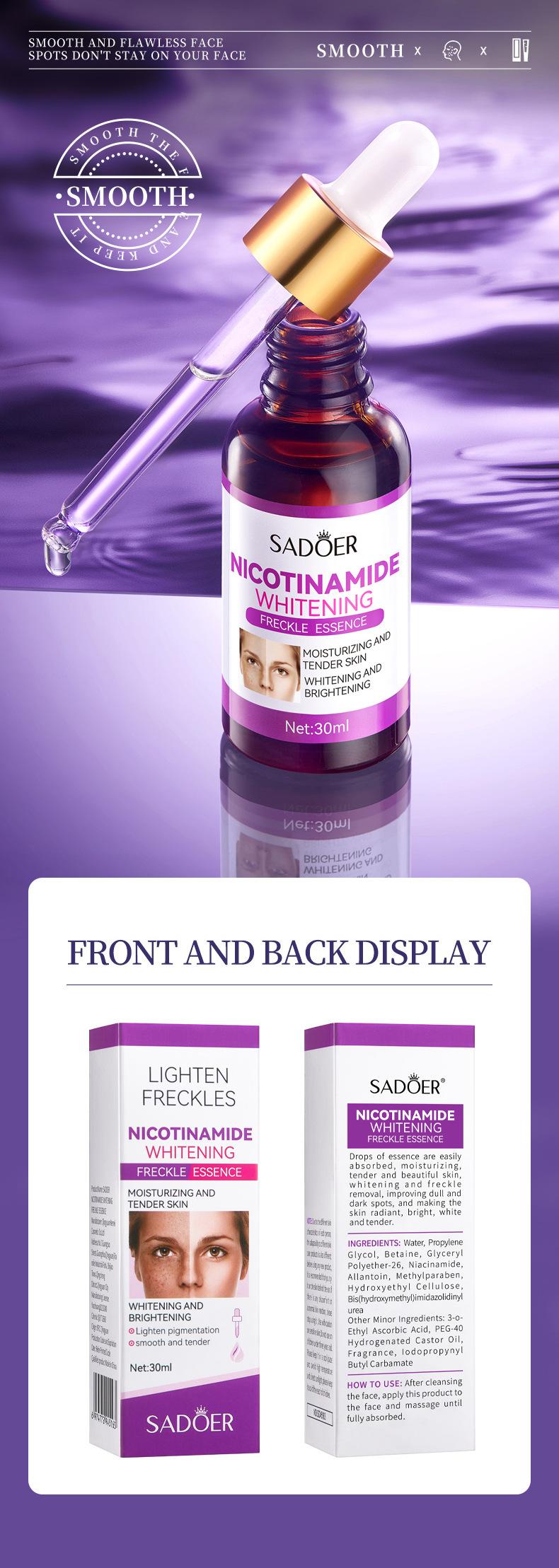 Product Introduction of Niacinamide serum whitening Dark Spot Remover Serum 30ml melasma serum remover melasma and Pekas Remover Serum original whitening and freckle removing oil small molecule time coagulation extract orchid semen tening anti-wrinkle  jhy005 9