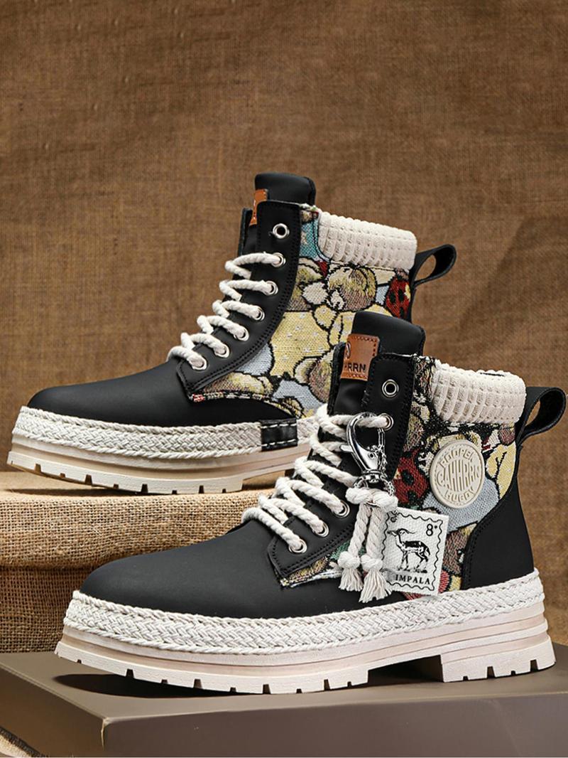 Product Introduction of Unisex's Fashionable Patchwork Design Lace Up Hiking Shoes, Casual Sporty Outdoor Shoes for Men & Women, Breathable Comfortable Sports Shoes for Daily Wear 11