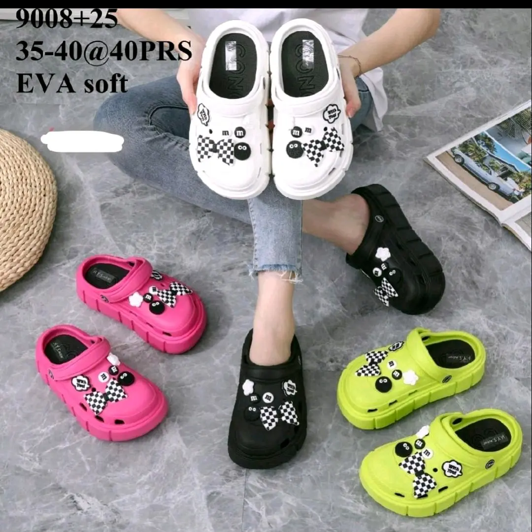 Sandal Remaja Baim Bangkok Tinggi 5cm Pita Oreo Dewasa Kekinian Eva Rubber Bahan Karet Wanita Hitam Putih