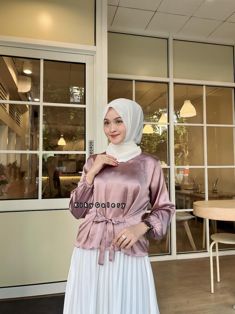 Product Introduction of HAPPY ASMARA BLOUSE TALI SAMPING WANITA Atasan Top Baju Nyaman Panjang Satin Silk 2