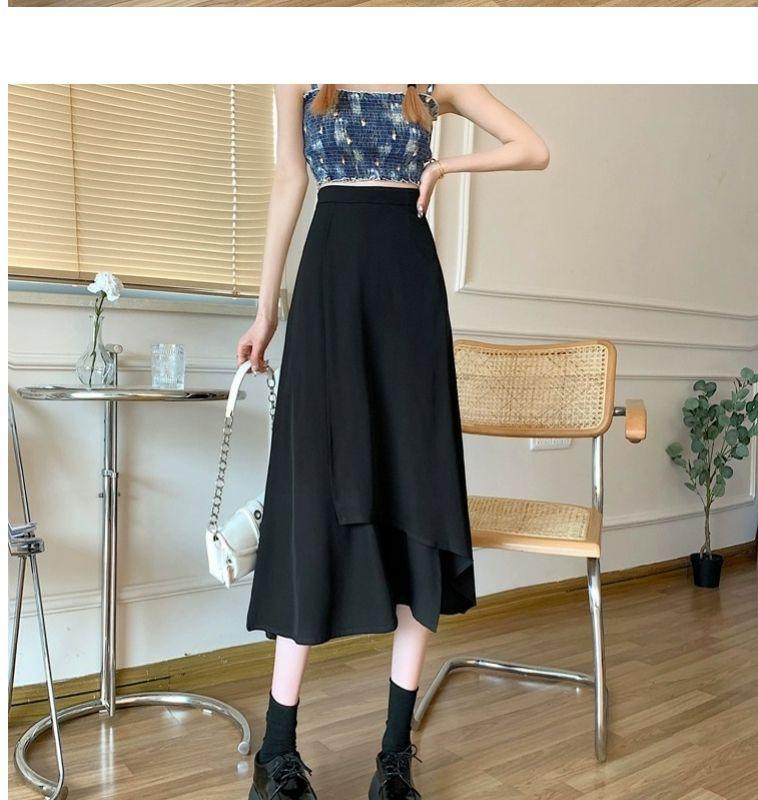 Product Introduction of Chân Váy Màu Đen, Ngoại Cỡ, Chân Váy Chữ A Che Hình Quả Lê Cạp Cao Bất Đối Xứng Dành Cho Phụ Nữ, Cô Gái Đầy Đặn, Che Bụng, Váy Ôm Sát 12