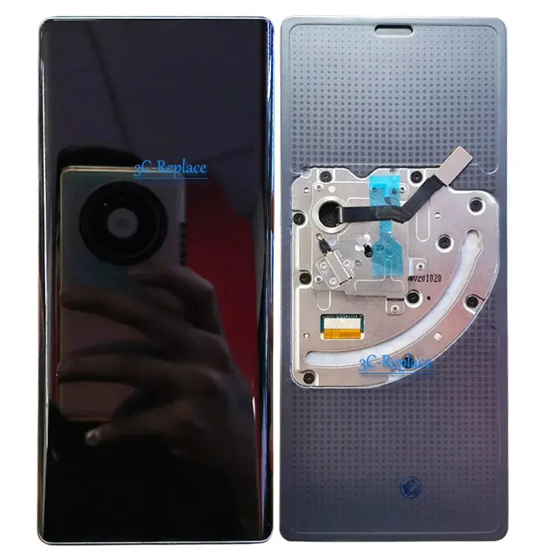 Màn hình LCD OLED, dành cho LG Wing 5G LMF100N, LMF100V, LM-F100N, LM-F100V, F100TMK, LM-F100, F100TMK, LMF100VM1, LMF100VM1, LMF100EMW, LMF100EMW, LMF100VMY, LMF100VMY, Bảng điều khiển cảm ứng màn hình, Lắp ráp bảng số hóa, với khung 2