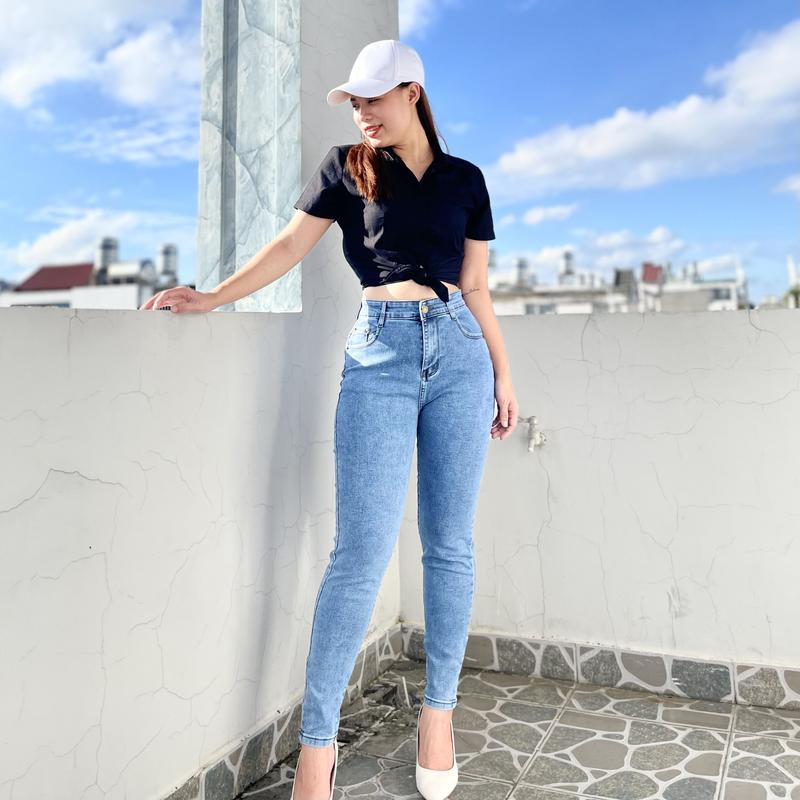 Quần Jean Dài Lưng Cao Bigsize Lưng Cao Trơn Truyền Thống, Co Dãn Mạnh Rẻ Đẹp 4194 4188 Nữ Pants Denim Bò Women