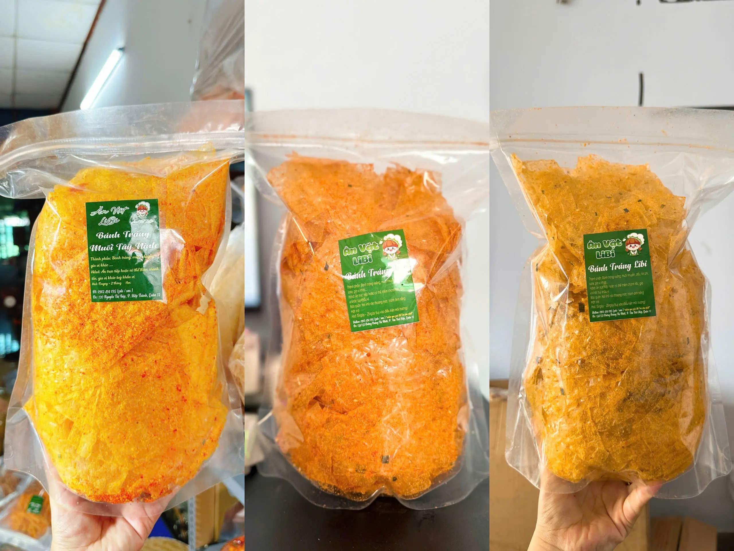 500gr bánh tráng phô mai vị tép-nguyên vị- lắc khô gà