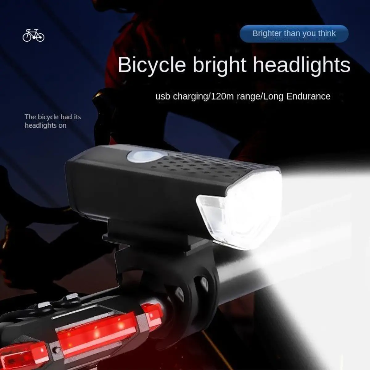 Bicycle Headlight USB Charging Night Riding Tail Super Bright Light Warning Light Outdoor Cycling Suit Mountain Bike Front and Rear Light