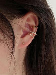 Máscaras de oreja elegantes para mujer con adornos de diamantes de imitación, joyería casual que combina con todo para regalo de chicas, accesorios de moda clásicos femeninos para uso diario