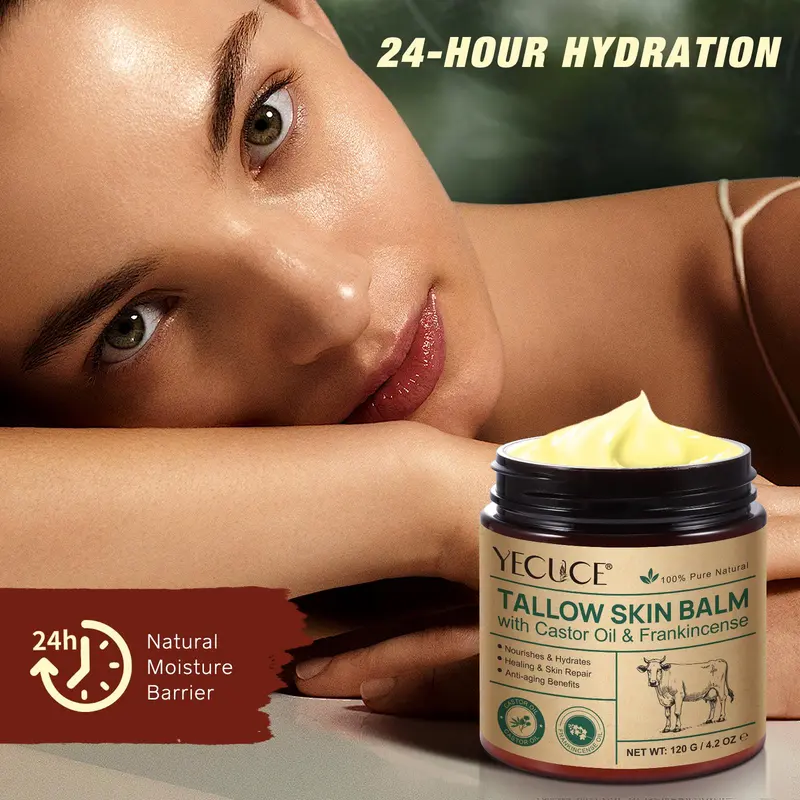 Tallow Skin Balm, Moisturizing Body Cream, Multipurpose Hydrating Body Cream, Moisturizer Suitable for The Whole Body, Brightening Firming Soothing Body Care Product for Women & Men, Cosmetic 6