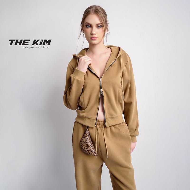 THE KIM Set áo khoác nỉ dài tay khéo khóa có mũ , Bộ nỉ dài tay kèm quần C316