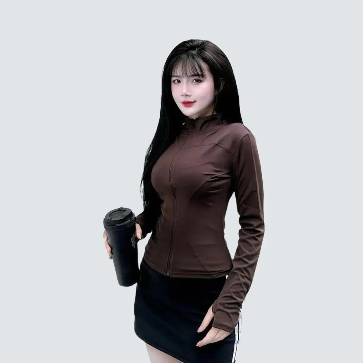 [Form Nhỏ - Tăng size] [36-65kg] Áo Khoác Nữ Tập Gym, Yoga. Áo Khoác Ko Nón Thun Lạnh [TT21]. Áo Khoác Nữ Ko Nón Ôm Body Mẫu Mới [ Đồng Sport Chạy Bộ]