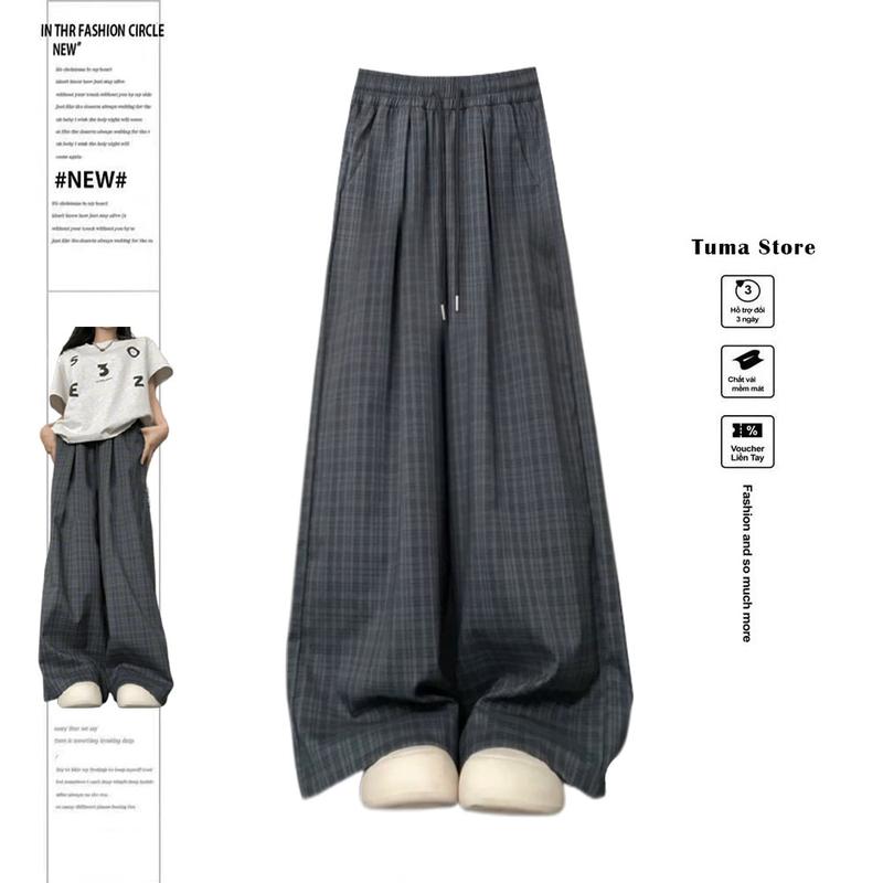 Quần ống rộng kẻ caro 2024 Tumastore Quần form rộng nam nữ màu sắc trẻ trung năng động Menswear Nhung Đen Ong Pants quần caro xám quần caro bigsize đỏ