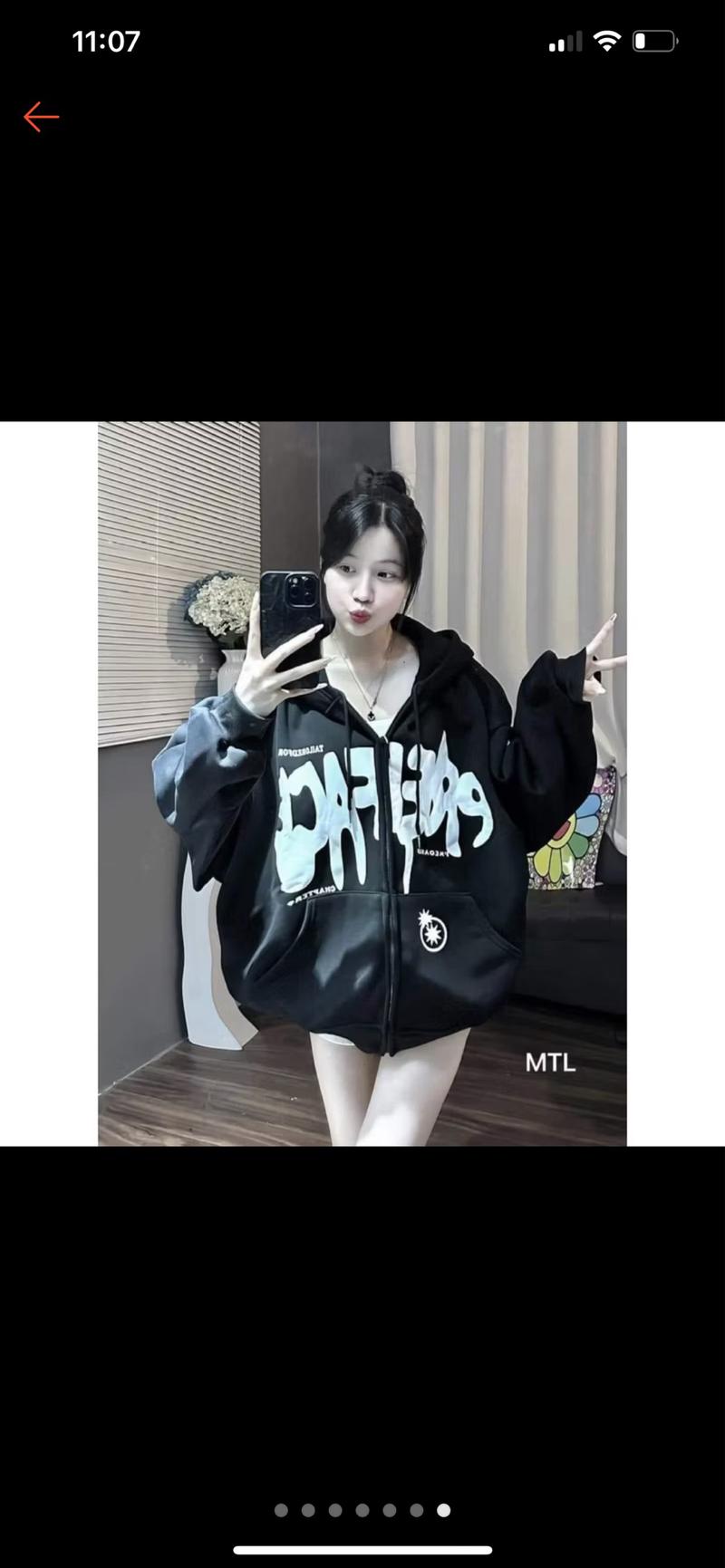 Product Introduction of Áo nỉ hoodie form rộng tay bồng phối vai Nữ Top Women in 2 mặt - Chữ Chảy 16