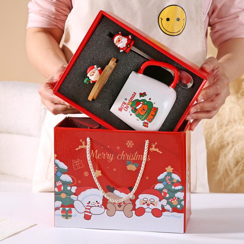Product Introduction of Christmas Gift Santa Claus Mug with Cover Spoon Good-looking Ceramic Cup Practical Gift travel  water Drinkware Tumbler Reusable Washable Coffee Drink Reuse Drinkware Tumbler 5