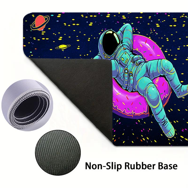 Cartoon Astronaut Pattern Extended Mouse Pad, 1 Count Fluorescent Design Decorative Mouse Pad, Desktop Mouse Pad for Home Office 7
