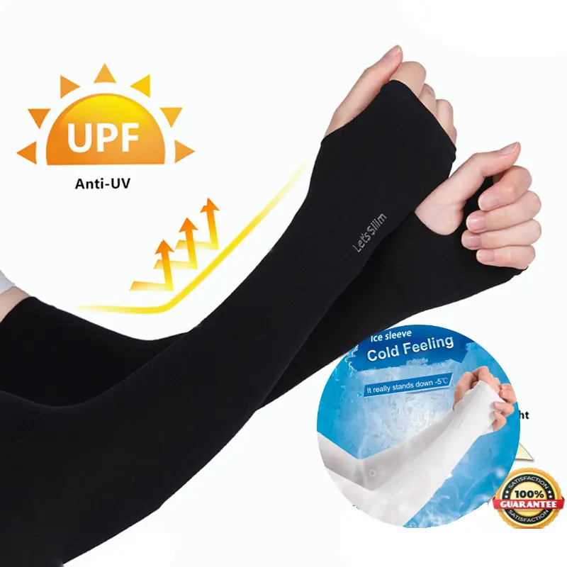 Tay Áo Che Cánh Tay, Mùa Hè, Chất Liệu Lụa Lạnh Dài Tay, Chống Nắng, Thích Hợp Cho Nam Và Nữ, Còng Tay, Tay Áo Cánh Tay Đạp Xe Chống Tia UV, Kiểu Hở Ngón Hàng Mới Về Phụ Kiện Sport 1