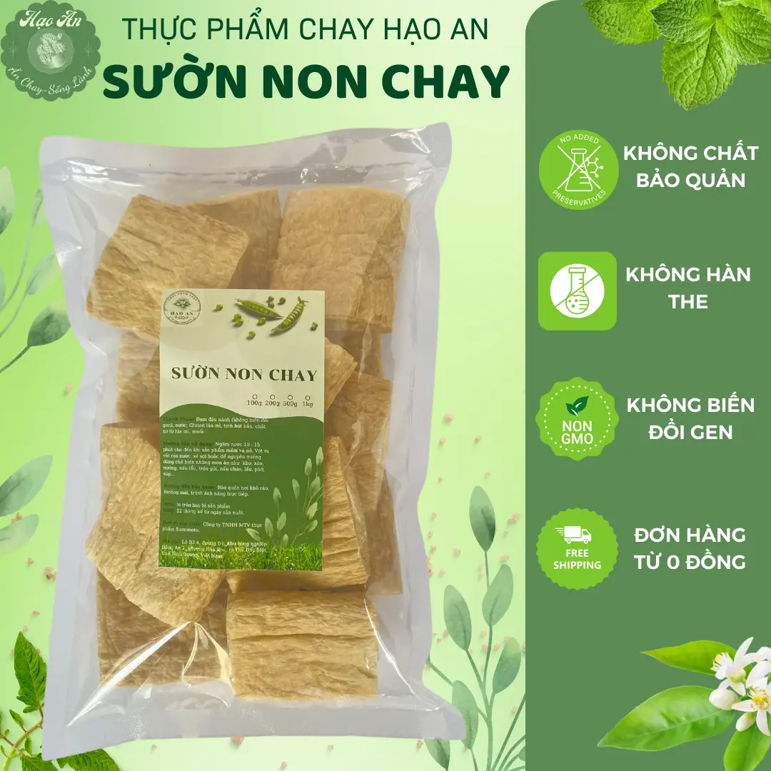 Sườn Non Chay (Loại Mỏng), sườn non thuần chay 500g 200g không hàn the - Thực Phẩm Chay Hạo An