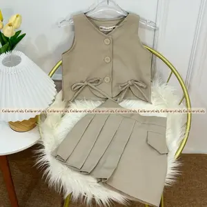￼[COD] CalibraryKids   Set  Jisoo Vest Skort 1-4Tahun | setelan anak perempuan | set anak cewek | fashion anak | blazer celana rok anak