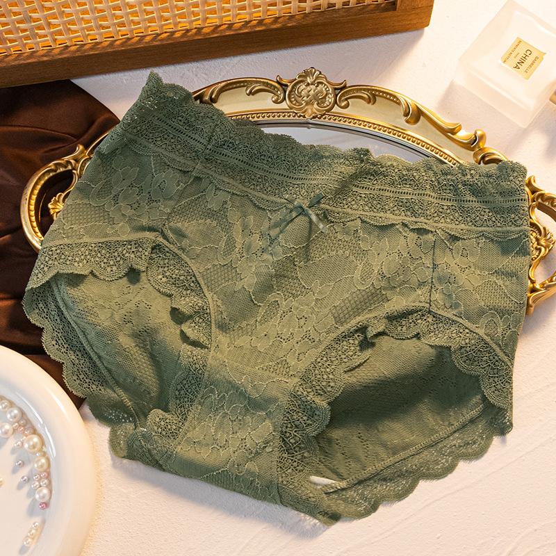 Japanese Women's Thin Lace Underwear Small Fresh Bow Lovely Sweet Mid Rise Breathable Triangle Pants 8