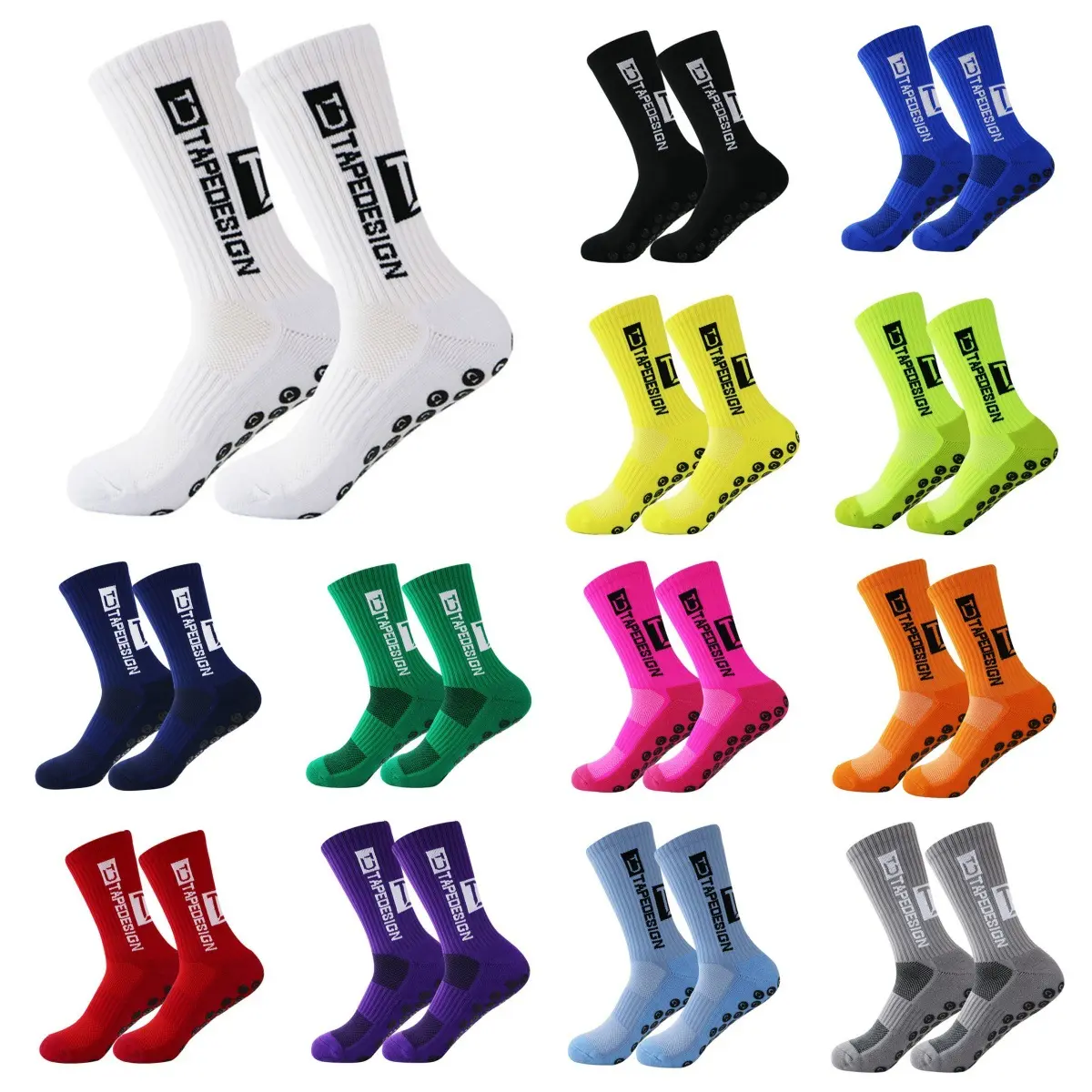 Temu Cross-Border Hot Selling TC Professional Thick Towel Bottom Sweat Absorbing and Deodorant Glue Dispensing Non-Slip Football Soccer Socks
