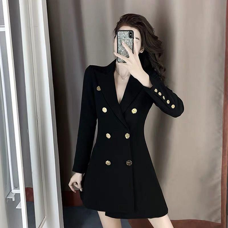 Váy Bộ Đồ Công Sở, Dành Cho Nữ, Thiết Kế Phong Cách Pháp, Ôm Sát Eo, Màu Đen Thanh Lịch, Thích Hợp Cho Mùa Xuân 2024, Thiết Kế Độc Đáo, Hàng Mới Về 3