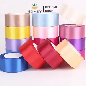 [COD] HOMEY - PTA8 SATIN Pita Satin Roll Motif  Setangan Satin dan Transparan Modern Pita Kado 4cm/Pita Dekorasi Buket