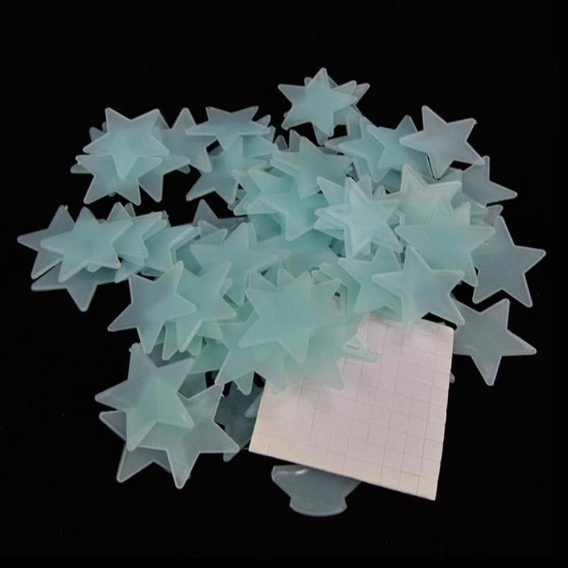 Ngôi Sao 3D Phát Sáng Trong Bóng Tối Huỳnh Quang, 100 Chiếc, Đồ Trang Trí Phòng Ngủ, Miếng Dán Tường, Z9A4 3