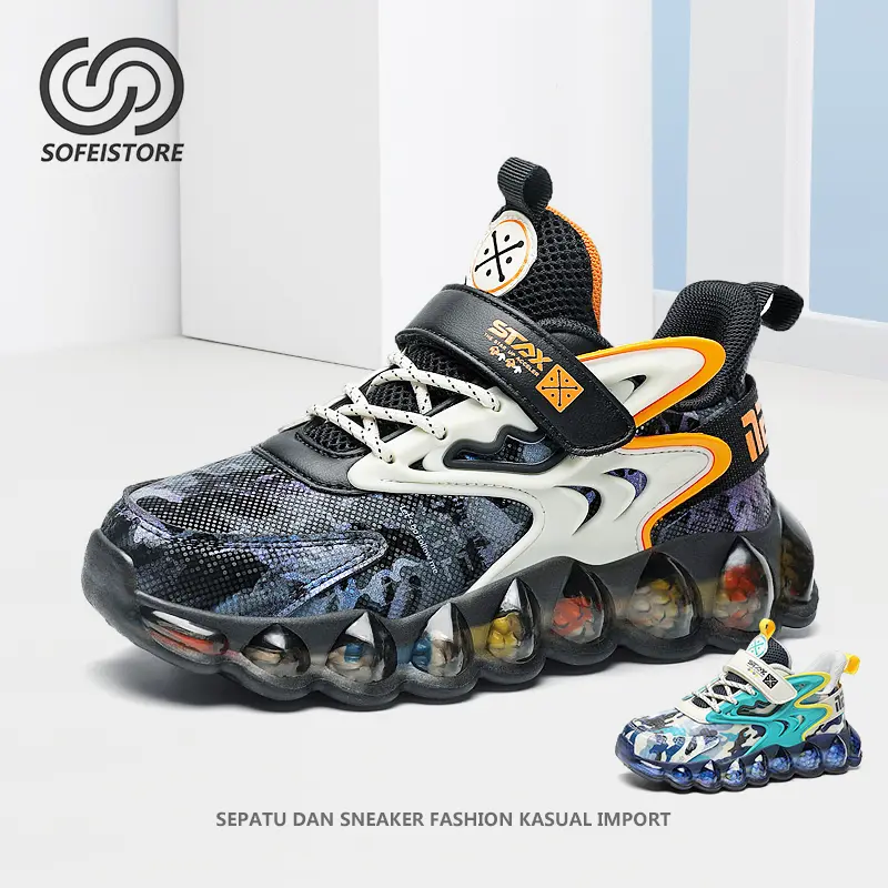 【SOFEISTORE】 Sepatu Anak Laki Laki Sneakers Casual sports musim panas baru anak laki-laki bersol lembut berpori-pori dan berpori-pori untuk anak perempuan 0