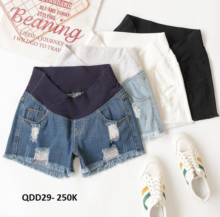 Quần đùi jeans bầu sành điệu QDD29- 4 màu lựa chọn Váy Bầu Đầm Bầu Có Túi