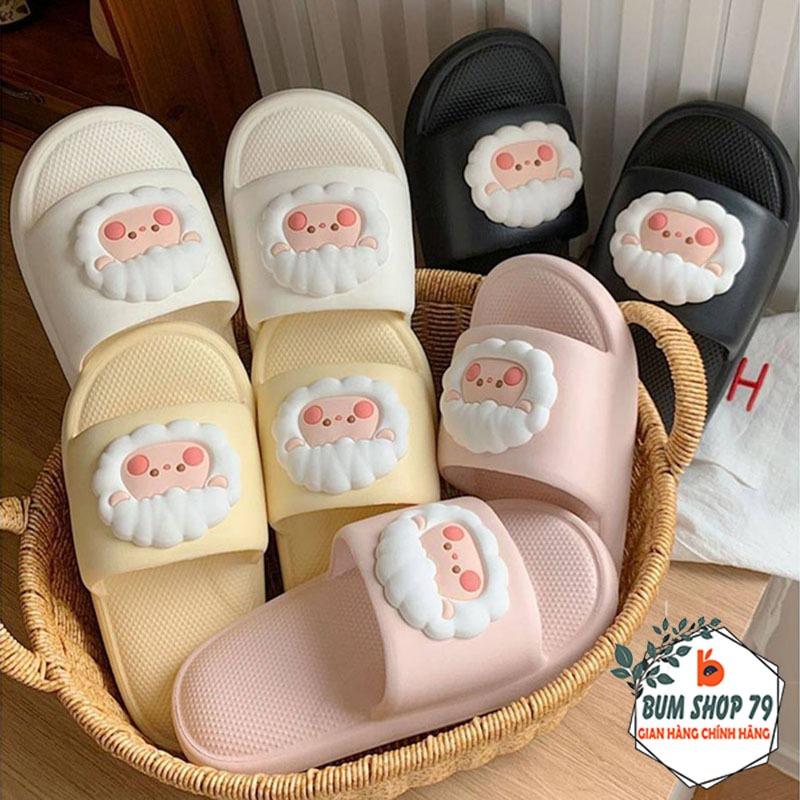 Dép Quai Ngang Cao Su In Mặt Chú Cừu Đáng Yêu Mang Êm Chân, Dép Mang Trong Nhà Nam Nữ Chống Trượt