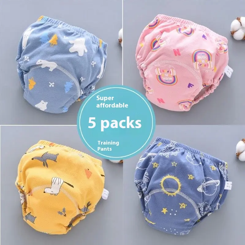 Training Underwear for Boys and Girls Toilet Ring Diaper Pants Pocket Anti-Diaper Waterproof Leak-Proof Pure Cotton Washable Baby Diaper
