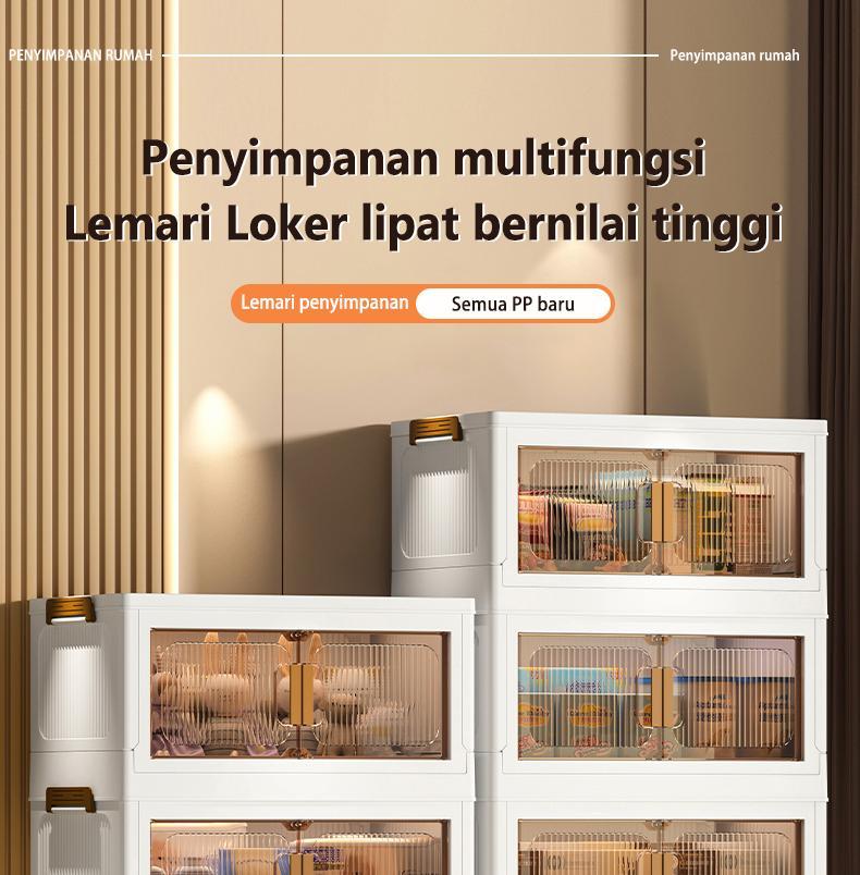 FIXIT Lemari Pakaian Plastik Lipat 50cm*60cm dengan Roda Putar 360° Multifungsi dan Kapasitas Besar untuk Penyimpanan Serbaguna