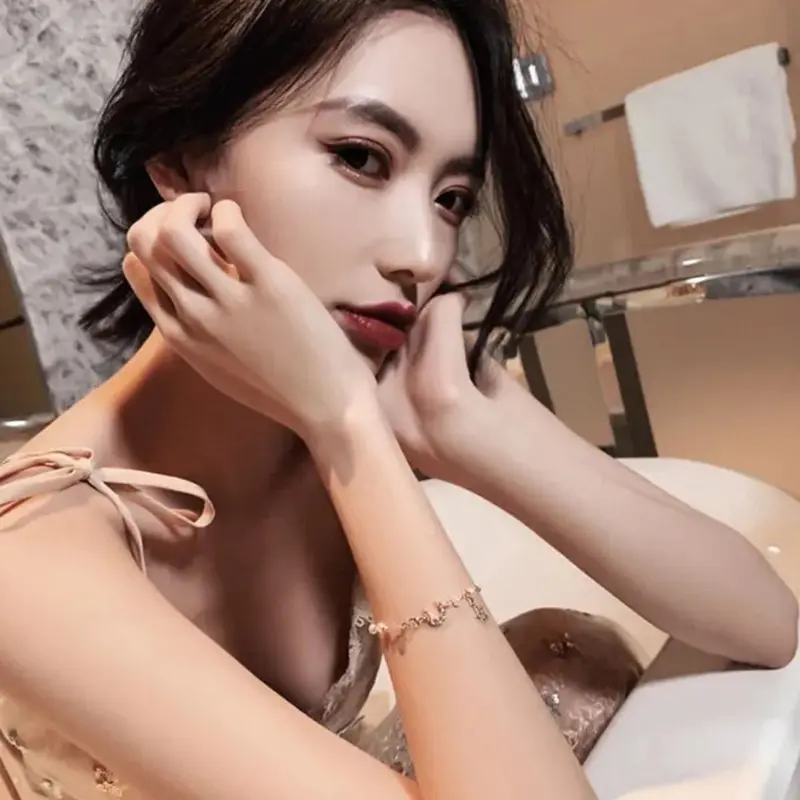 Vòng Tay Zircon Giả, Starmoon, Khảm Ngọt Ngào Với Ngôi Sao Và Mặt Trăng, Thiết Kế Lộng Lẫy, Ngọt Ngào Và Tự Nhiên 7