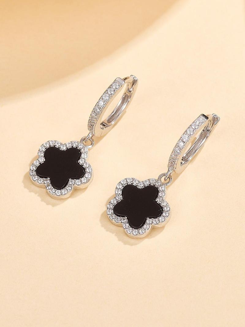 Product Introduction of 925 Sterling Silver Flower Design Earrings, Fashion Elegant Jewelry for Women, Casual Jewelry for Party Decor, Trendy Exquisite Jewelry for Birthday Gift 3