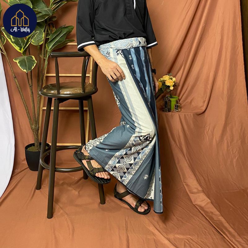 Sarung Tenun Al-Wafiq Bahan Katun Motif Batik Songket Pria Dewasa Santri Muslim Kain Hitam 7