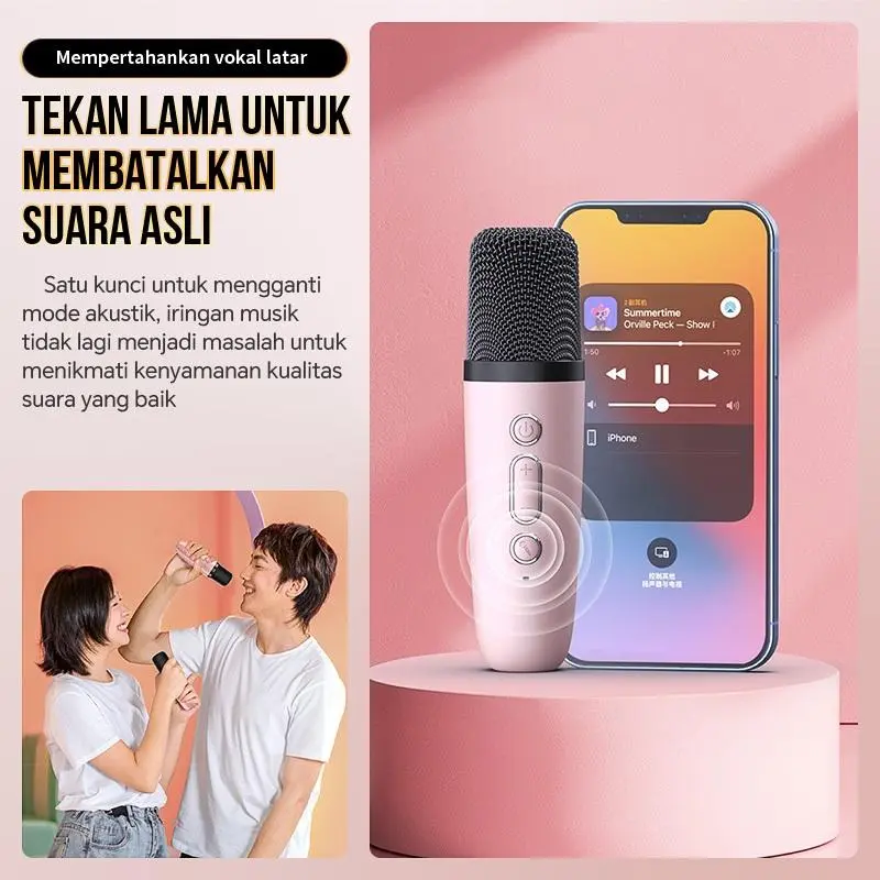 100% Original mini Karaoke speaker bluetooth Bass K1 Microphone Premium set lengkap speaker bluetooth mic wireless 8