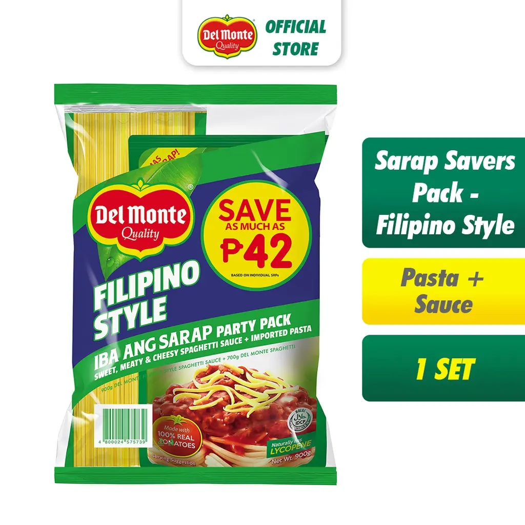 DEL MONTE Filipino Style Sarap Savers Pack for 16 servings  (Del Monte Filipino Style Spaghetti Sauce 900g + Del Monte Spaghetti Pasta Italiana 700g)