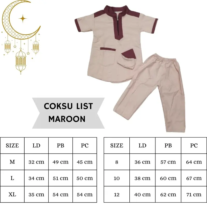 Pakaian Muslim Anak Laki laki Setelan Koko Zipper Polos Usia 2 - 10 Tahun Free  Peci Baju Kurta Celana Panjang pakaian muslim anak laki-laki Pendek Kombinasi Nyaman Kancing Resleting Depan 2