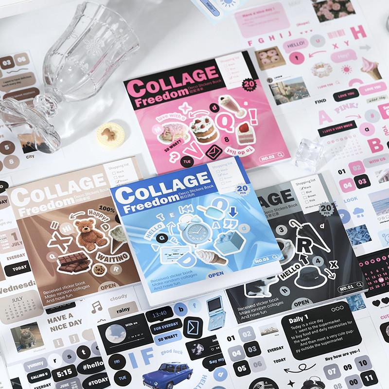 Sách Nhãn Dán Cắt Dán Hoạt Hình 20 Tờ Tự Làm Sổ Lưu Niệm Cắt Dán Nhật Ký Rác Trang Trí Cổ Điển Đồ Dùng Văn Phòng Phẩm Journamm