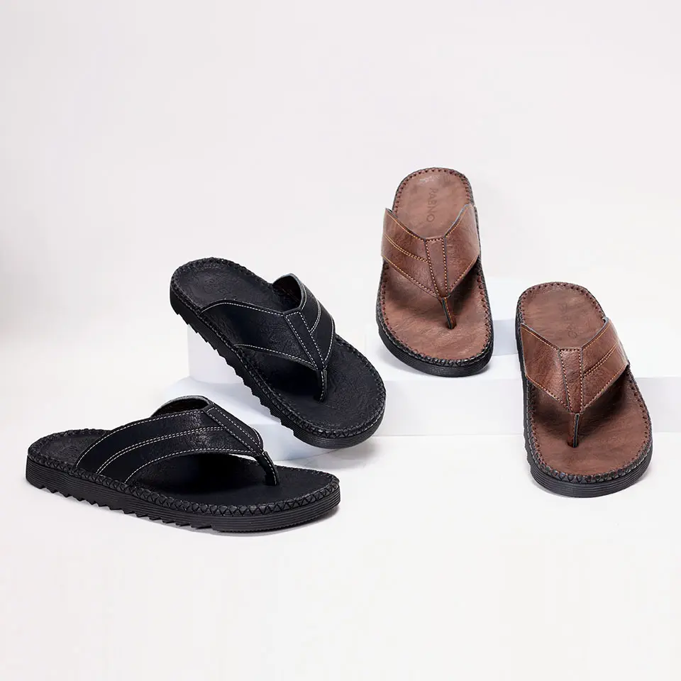 [PABNO] Dép Nam Quai Kẹp Pabno PN21043 - Da Bò, Đen/Nâu, Size 39-43 - Slipper, DéP