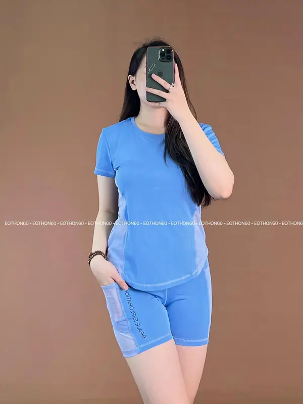 Set thể thao lỡ, áo vạt bầu form ôm chất thun co giãn cực tốt 2