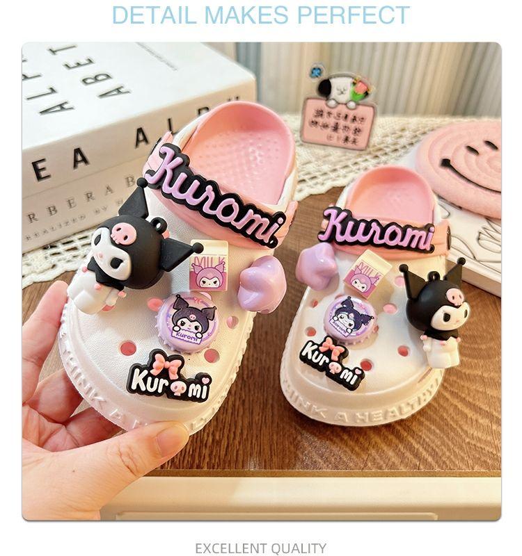 Product Introduction of Kuromi children's internet famous slippers, cool shoes, girls' hole shoes, funny girls' Kuromi fans, anti slip summer women's swimming one piece FNI6 13