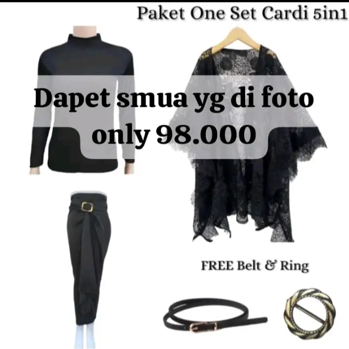 SET VIRAL 5IN1 CARDY+ROKLILIT+MANSET+RING+BELT CARDY TULE BROKAT OUTER GAMIS KONDAGAN KEBAYA VIRAL