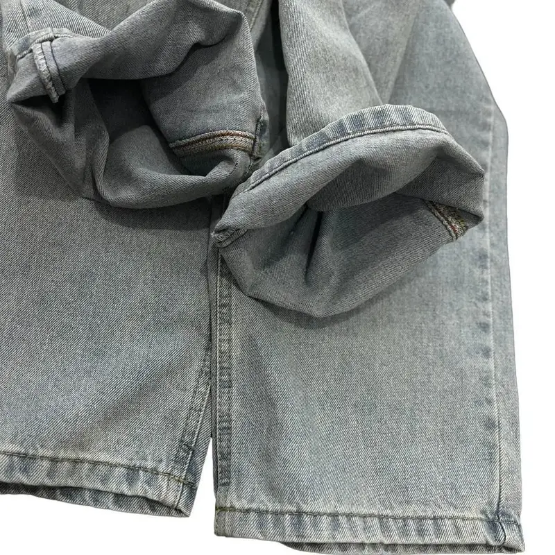 (RITA JEAN)A1 Quần Jean Nữ Ống Rộng Lưng Cao Trơn QC Mềm Lai Cuốn Màu Xanh Dài 104cm Rita Pants Women Denim 7