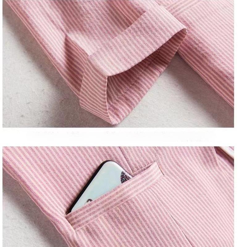 Áo Khoác Blazer Nữ, Kẻ Sọc, Dáng Ôm, Tay Áo Ba Phần Tư, S-3XL, Thích Hợp Cho Mùa Xuân, Mùa Hè Và Mùa Thu, Thời Trang, Thường Ngày, Thanh Lịch, Bộ Đồ Công Sở, Có Màu Đen, Trắng, Hồng Và Xanh Lá Cây 6