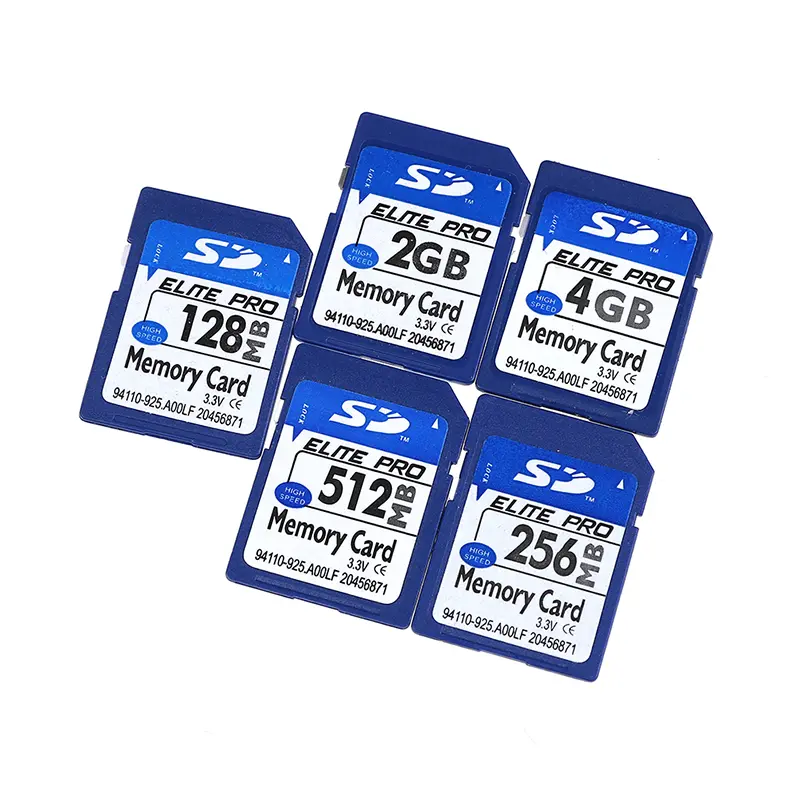 Thẻ nhớ tiêu chuẩn SD, có 128MB, 256MB, 512MB và 2GB, bộ nhớ kỹ thuật số an toàn 5