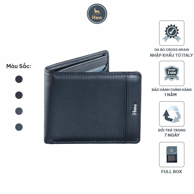  Có Khắc Tên  Bóp Da Nam Cao Cấp Tran Thanh How Chất Da Bò CrossGrain HN28 