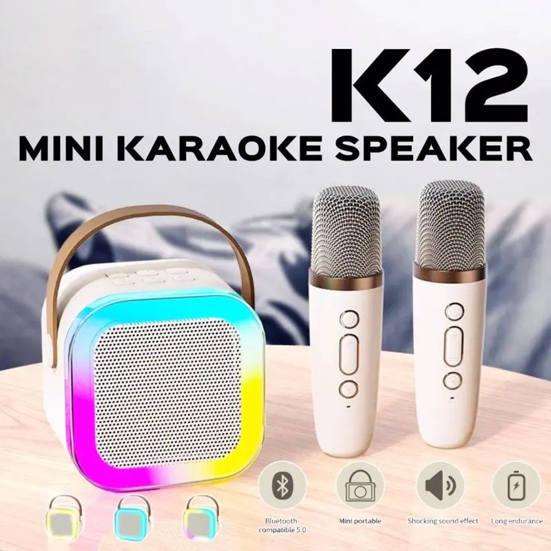 K12 Mini Karaoke Wireless Audio Speaker Bluetooth Microphone Portable Home KTV With 1 Microphone tech  neck mini  speaker  mini  speaker inear  headphone monster  wireless  headphone microphone monste  rearbuds tiktok  mic party  box Portable Wireless Kar