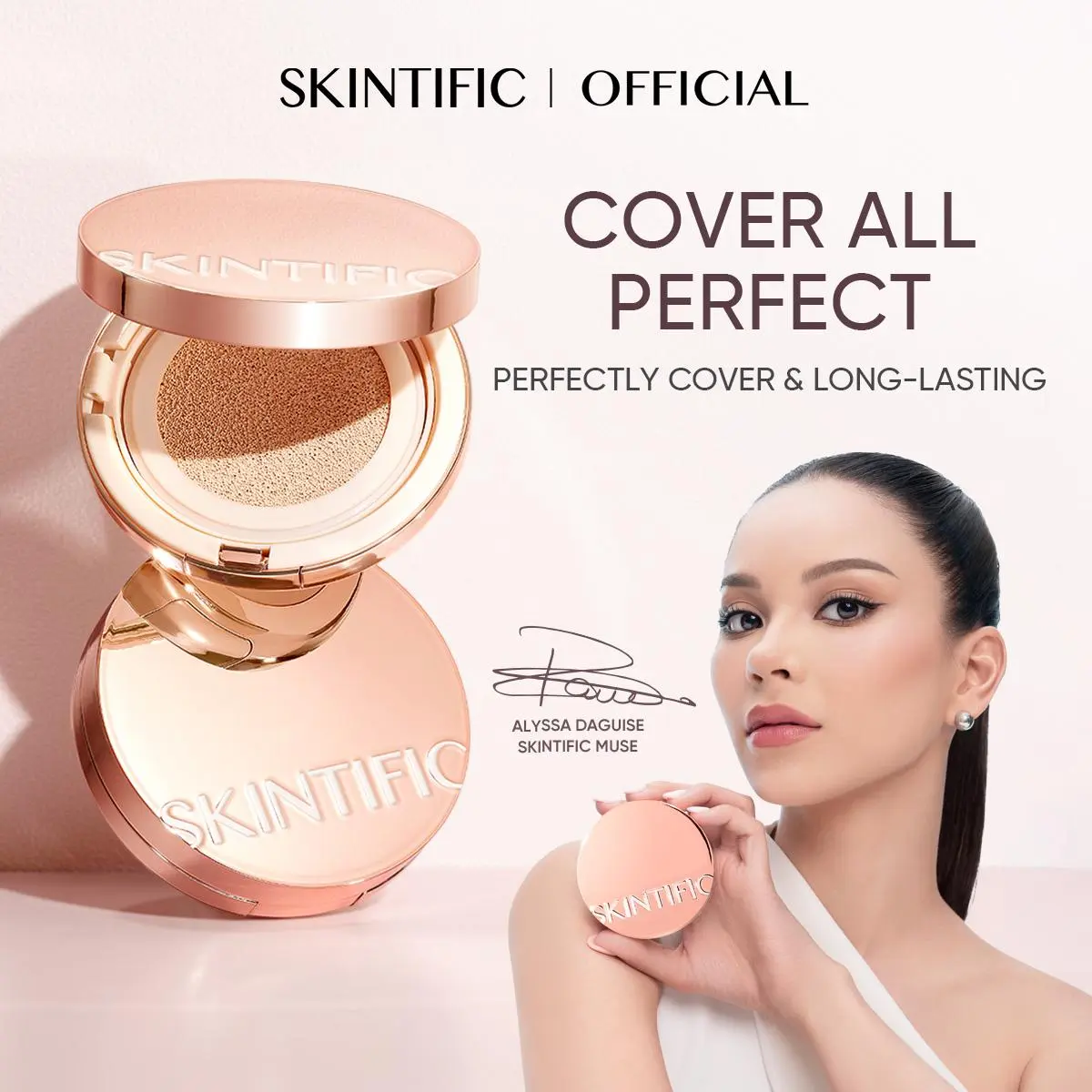 SKINTIFIC Cushion Cover All Perfect Air Cushion High Coverage Poreless&Flawless Foundation Long-lasting SPF35 PA++++