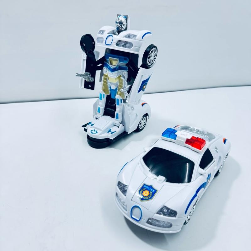 Tặng kèm 3 viên pin AA 1.5V Đồ chơi 2in1 xe cảnh sát biến hình thành robot và ngược lại.Có đèn led trên 1 số chi tiết và hiệu ứng hú còi xe cảnh sát sinh độn và hấp dẫn. Toy