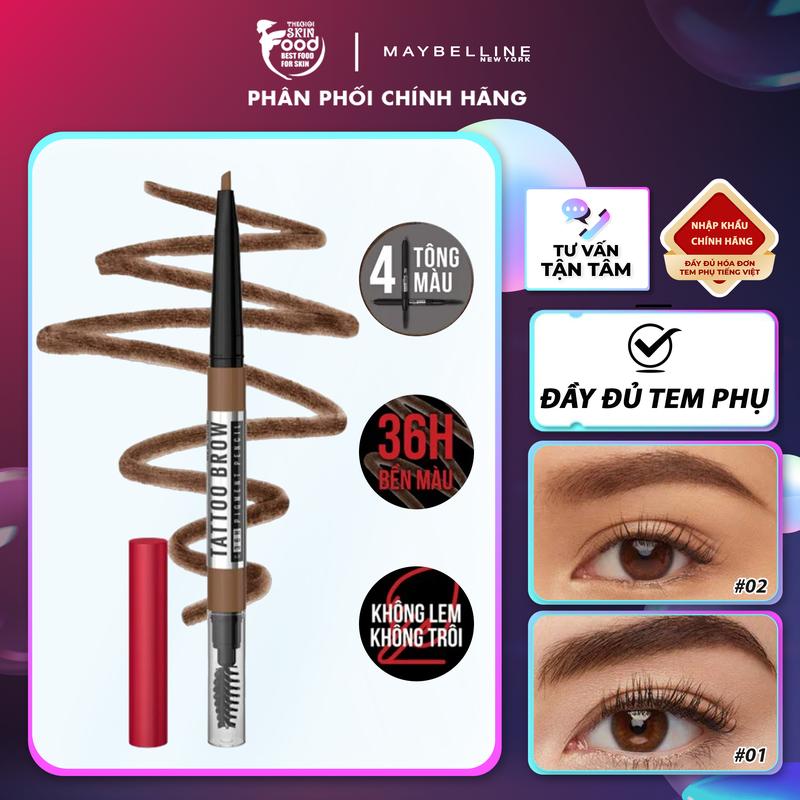 Chì Kẻ Mày Maybelline Tattoo Brow Up To 36H Pigment Pencil 0.25g Trang Điểm Cosmetic Mỹ Phẩm