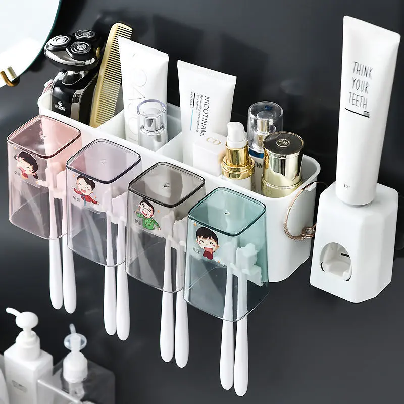 Bộ Giá Để Bàn Chải Đánh Răng, Không Cần Đục Lỗ, Bao Gồm Cốc Súc Miệng, Cốc Kem Đánh Răng, Giá Treo Khăn Tắm Và Giá Để Bàn Chải Đánh Răng, Đồ Gia Dụng 1